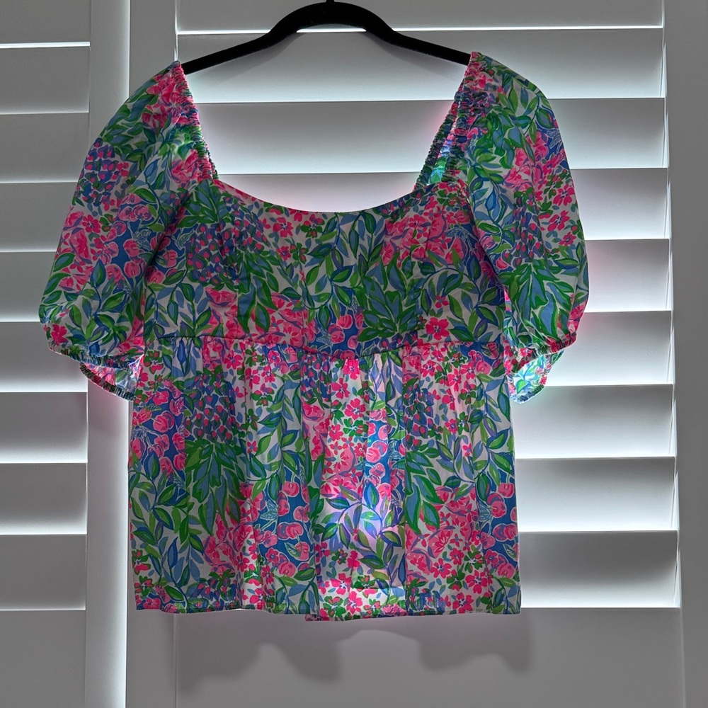 Lilly Pulitzer Floral Babydoll Puff Sleeve Top